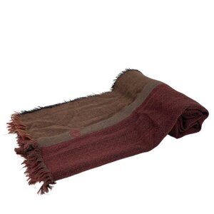 GUCCI - Red Dark Brown Wool Silk Scarf